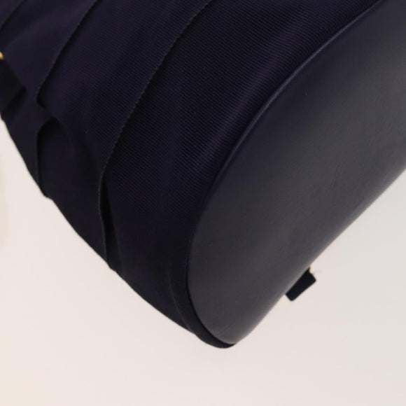 Salvatore Ferragamo Vala Chain Backpack Canvas Navy Gold Auth BA3335