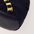 Salvatore Ferragamo Vala Chain Backpack Canvas Navy Gold Auth BA3335-16
