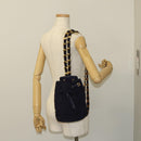 Salvatore Ferragamo Vala Chain Backpack Canvas Navy Gold Auth BA3335-20