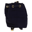 Salvatore Ferragamo Vala Chain Backpack Canvas Navy Gold Auth BA3335-2
