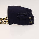 Salvatore Ferragamo Vala Chain Backpack Canvas Navy Gold Auth BA3335-3