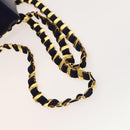 Salvatore Ferragamo Vala Chain Backpack Canvas Navy Gold Auth BA3335-7
