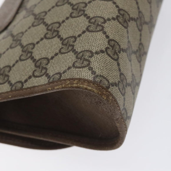 GUCCI GG Supreme Web Sherry Line Clutch Bag PVC Beige Gold 89 01 030 Auth BA3345