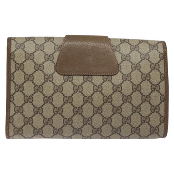 GUCCI GG Supreme Web Sherry Line Clutch Bag PVC Beige Gold 89 01 030 Auth BA3345 - 0