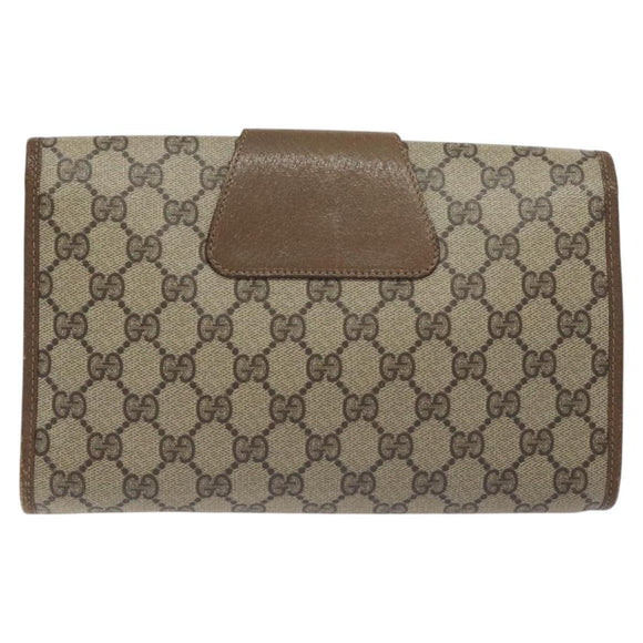 GUCCI GG Supreme Web Sherry Line Clutch Bag PVC Beige Gold 89 01 030 Auth BA3345