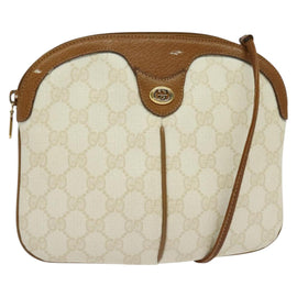 GUCCI GG Supreme Shoulder Bag PVC White Gold 904 02 047 Auth BA3348