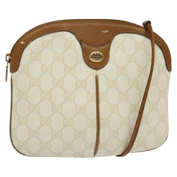 GUCCI GG Supreme Shoulder Bag PVC White Gold 904 02 047 Auth BA3348