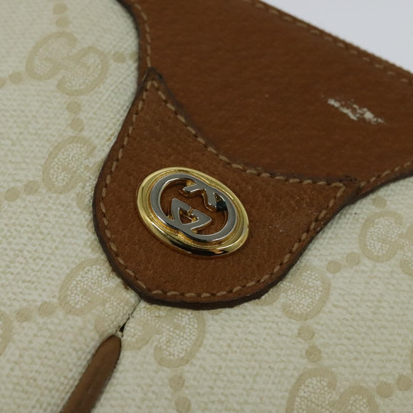 GUCCI GG Supreme Shoulder Bag PVC White Gold 904 02 047 Auth BA3348