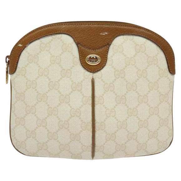 GUCCI GG Supreme Shoulder Bag PVC White Gold 904 02 047 Auth BA3348