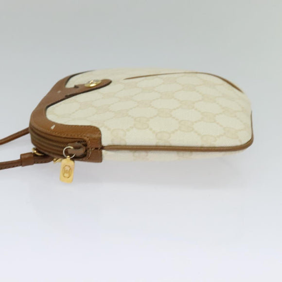 GUCCI GG Supreme Shoulder Bag PVC White Gold 904 02 047 Auth BA3348