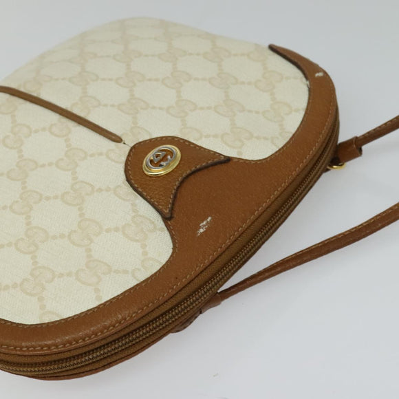 GUCCI GG Supreme Shoulder Bag PVC White Gold 904 02 047 Auth BA3348