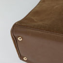 GUCCI Bamboo Hand Bag Suede Leather 2way Beige Gold Auth BA3351-15