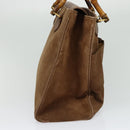 GUCCI Bamboo Hand Bag Suede Leather 2way Beige Gold Auth BA3351-3