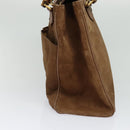 GUCCI Bamboo Hand Bag Suede Leather 2way Beige Gold Auth BA3351-4