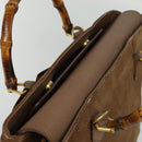 GUCCI Bamboo Hand Bag Suede Leather 2way Beige Gold Auth BA3351-6