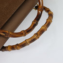 GUCCI Bamboo Hand Bag Suede Leather 2way Beige Gold Auth BA3351-7