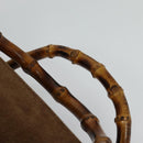 GUCCI Bamboo Hand Bag Suede Leather 2way Beige Gold Auth BA3351-8