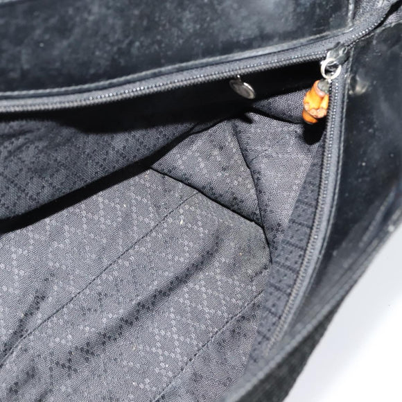 GUCCI Bamboo Hand Bag Canvas 2way Black Silver 002 2058 0439 5 Auth BA3352