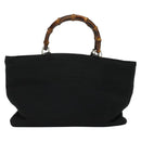 GUCCI Bamboo Hand Bag Canvas 2way Black Silver 002 2058 0439 5 Auth BA3352-2