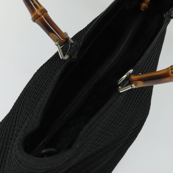 GUCCI Bamboo Hand Bag Canvas 2way Black Silver 002 2058 0439 5 Auth BA3352