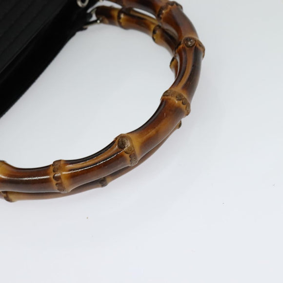 GUCCI Bamboo Hand Bag Canvas 2way Black Silver 002 2058 0439 5 Auth BA3352