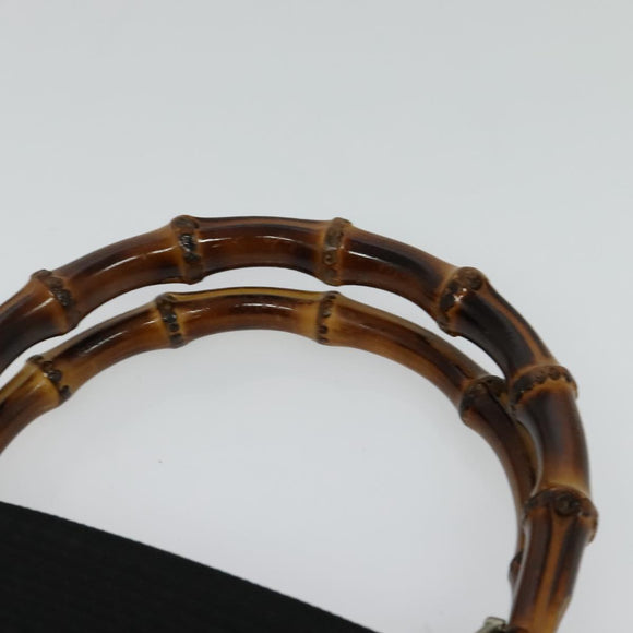 GUCCI Bamboo Hand Bag Canvas 2way Black Silver 002 2058 0439 5 Auth BA3352