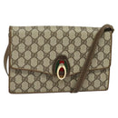 GUCCI GG Supreme Web Sherry Line Shoulder Bag PVC Beige Gold Auth BA3358-1