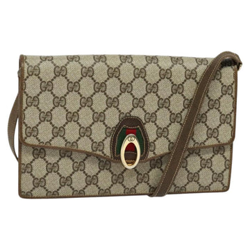 GUCCI GG Supreme Web Sherry Line Shoulder Bag PVC Beige Gold Auth BA3358