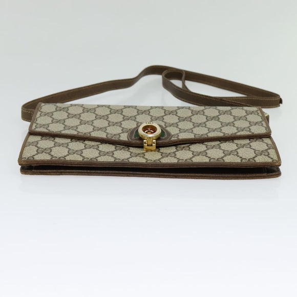GUCCI GG Supreme Web Sherry Line Shoulder Bag PVC Beige Gold Auth BA3358