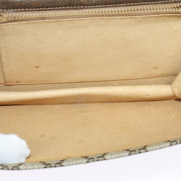 GUCCI GG Supreme Web Sherry Line Shoulder Bag PVC Beige Gold Auth BA3358