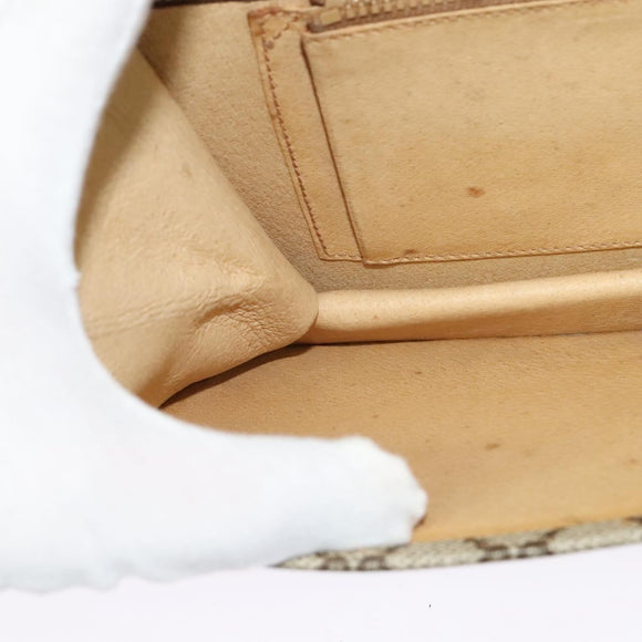 GUCCI GG Supreme Web Sherry Line Shoulder Bag PVC Beige Gold Auth BA3358