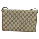 GUCCI GG Supreme Web Sherry Line Shoulder Bag PVC Beige Gold Auth BA3358-2