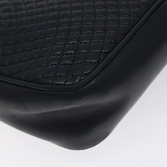 BALLY Shoulder Bag Leather Navy Gold Auth BA3407