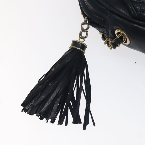 BALLY Shoulder Bag Leather Navy Gold Auth BA3407