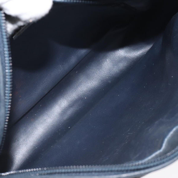 BALLY Shoulder Bag Leather Navy Gold Auth BA3407