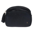 BALLY Shoulder Bag Leather Navy Gold Auth BA3407-13