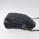 BALLY Shoulder Bag Leather Navy Gold Auth BA3407-3