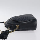 BALLY Shoulder Bag Leather Navy Gold Auth BA3407-4