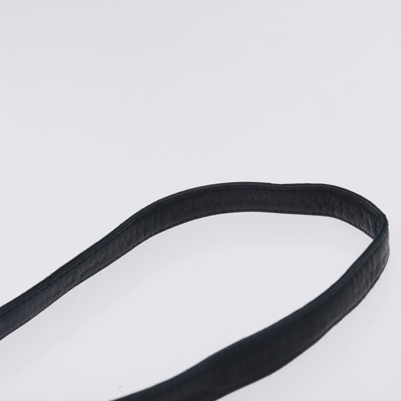 BALLY Shoulder Bag Leather Navy Gold Auth BA3407