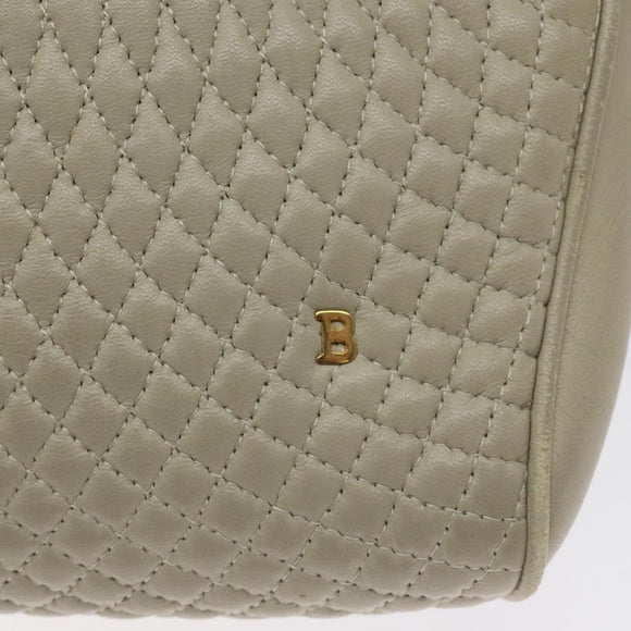 BALLY Shoulder Bag Leather Beige Gold Auth BA3408