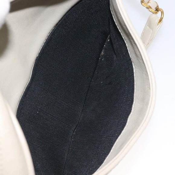 BALLY Shoulder Bag Leather Beige Gold Auth BA3408