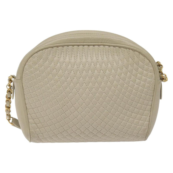 BALLY Shoulder Bag Leather Beige Gold Auth BA3408