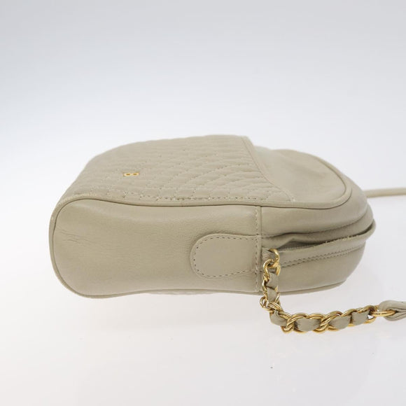 BALLY Shoulder Bag Leather Beige Gold Auth BA3408