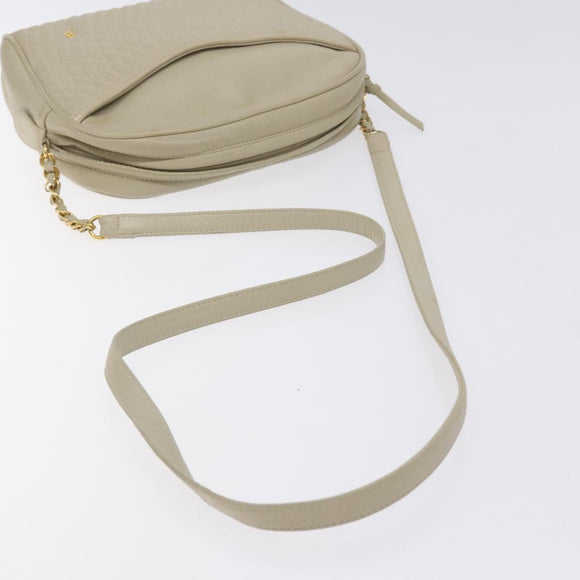 BALLY Shoulder Bag Leather Beige Gold Auth BA3408