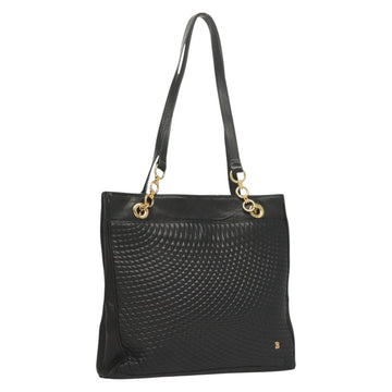 BALLY Tote Bag Leather Black Gold Auth BA3412