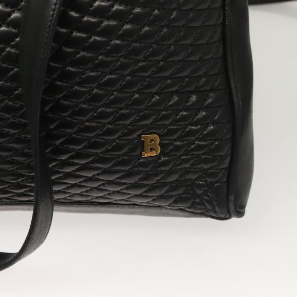 BALLY Tote Bag Leather Black Gold Auth BA3412