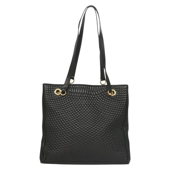 BALLY Tote Bag Leather Black Gold Auth BA3412