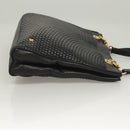 BALLY Tote Bag Leather Black Gold Auth BA3412-4