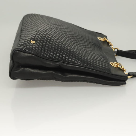 BALLY Tote Bag Leather Black Gold Auth BA3412