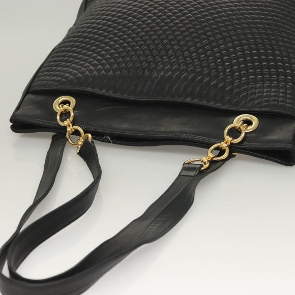 BALLY Tote Bag Leather Black Gold Auth BA3412